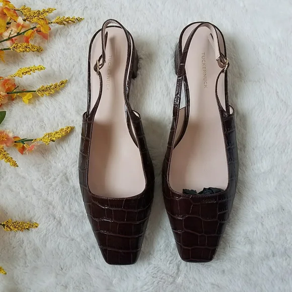 Tuckernuck Croc Embossed Hollis Slingback Flats - Picture 2 of 10